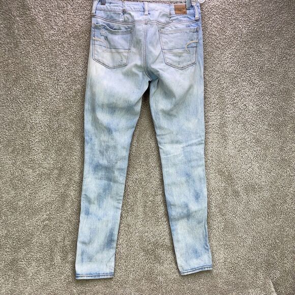 American Eagle Distressed Skinny Slim Stretch Light Wash Demim Jeans Size 6x31 - Picture 5 of 11